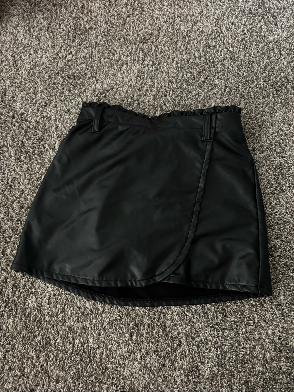 abercrombie kids Black Faux Leather Wrap-Front Mini Skirt